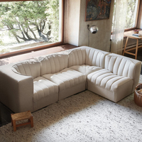 Canapé modulaire en forme de L en tissu beige crème en lin blanc pour salon moderne, utilisation hôtelière, canapé Dune