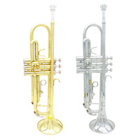 Wholesale Double Rod Support B-flat Trumpet - Silver-Plated Brass Western Wind Instrument for Beginner Adult Students