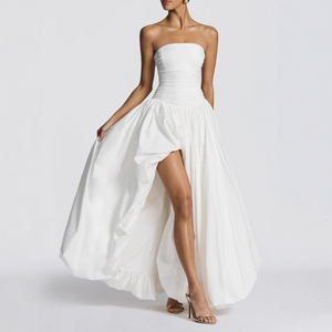 Abiti senza spalline con orlo plissettato gonfio da donna <span class=keywords><strong>estate</strong></span> Sexy senza maniche Modulare abiti sottili da sera eleganti abiti lunghi - Product Image 5