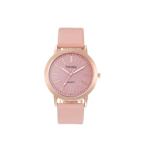 Pink Glitter Ladies Quartz Watch Rose Gold <b>Case</b> Leather Strap - Product Image 1