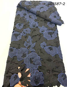 Telas de lujo con cuentas hechas a mano para vestido de novia, <span class=keywords><strong>tela</strong></span> de encaje bordado con lentejuelas - Product Image 3