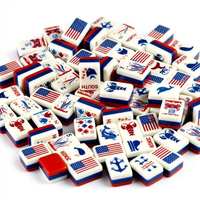 Nouvel ensemble de mahjong en acrylique rouge à quatre couches, thème américain, de luxe, pour quatre personnes, jeu de société, axé sur le divertissement et le sport