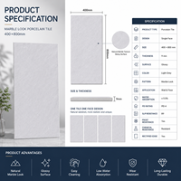 Carrelage en porcelaine effet marbre gris clair brillant 400x800mm pour murs et sols, vente en gros OEM pour projets