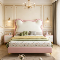 Nouveau design de lit pour enfants, lit moderne en forme d'ours mignon, matelas en cuir souple, ensemble de chambre à coucher populaire pour enfants
