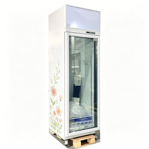 Réfrigérateur vertical à porte vitrée simple, corps en acier inoxydable avec compresseur supérieur, pour supermarché et magasin de proximité - Product Image 6