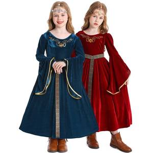 Costume médiéval et Renaissance pour enfants avec manches trompette, tenue de cosplay vintage de cour pour Halloween - Product Image 1