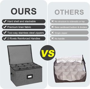 Boîte de rangement pour verre à vin avec séparateurs pour le stockage et le <span class=keywords><strong>transport</strong></span> de la verrerie en cristal, coque dure et empilable - Product Image 5