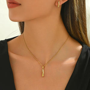 สร้อยคอจี้บาร์เกลียวสแตนเลสทำด้วยมือเครื่องประดับอัญมณีสำหรับเป็นของขวัญ - Product Image 1