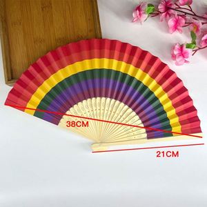 Éventails pliants personnalisés en bambou arc-en-ciel, éventails portatifs colorés en plastique, art populaire pour la fierté LGBT, mariages, décorations d'Halloween, maison - Product Image 5