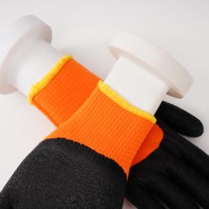 Gants de travail en <span class=keywords><strong>latex</strong></span> <span class=keywords><strong>enduit</strong></span> de polyester orange de 8 pouces certifiés CE ISO9001, gants en <span class=keywords><strong>latex</strong></span> gaufré - Product Image 5