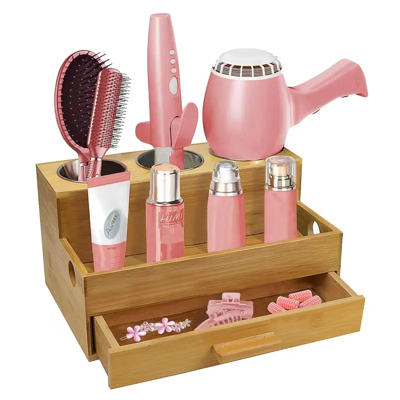 Organizador de almacenamiento de herramientas para el cabello con cajón, organizador de herramientas para el cabello para baño, cocina