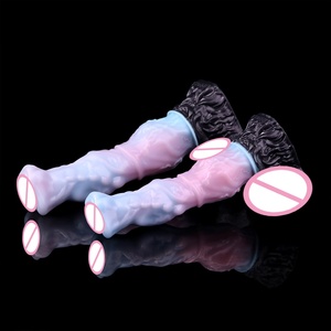 Dildo de Silicona Platino con Forma de Caballo Arcoíris para Masturbación Masculina y Femenina, Tapón Anal con Ventosa, Juguetes Sexuales para Punto G y P, 18+ - Product Image 1