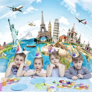 Carte de la terre dans le monde entier Continent célèbre repère paysage <span class=keywords><strong>photographie</strong></span> arrière-plan autour de bébé bébé adulte Portrait photomaton - Product Image 1