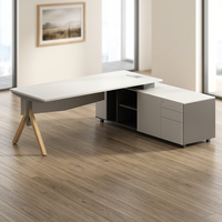 Poste de travail de direction en L, élégant et haut de gamme, en bois, pour bureau d'entreprise et immeuble commercial