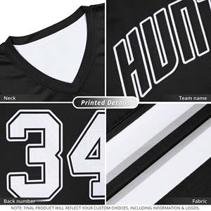 Maillot de basket-ball personnalisé noir et blanc double face - Product Image 2