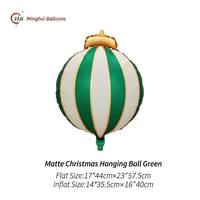 Ballon décoratif de Noël mat rayé en aluminium, ornement de Noël, ballon de fête pour la maison