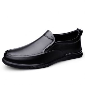 Men's Uniform Dress Oxford Loafers Derby <b>Flats</b> Low-top Slip on Cow Genuine Leather Round-toe Business Casual Breathable - Product Image 1