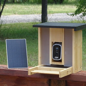 במבוק עץ מגביר ציפור חכם ביקורים מזין עם מצלמה סולארית מונעת אי זיהוי 2.5k hd אוטומטי - Product Image 1