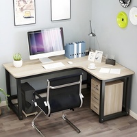 Mobilier de bureau luxueux Bureau de direction en L avec cadre en fer Bureau d'ordinateur pour le personnel