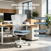 Chaise de bureau rotative en maille réglable avec design ergonomique pour la maison et le bureau, réglage de la hauteur pour l'ergonomie du corps humain