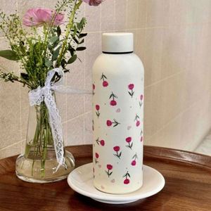 Nueva Taza de Café de Acero Inoxidable 304 de 500 ml con Diseño Floral, Taza de Viaje Portátil, Linda Botella de Agua Aislada para Estudiantes - Product Image 3