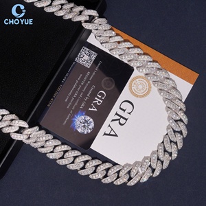 925 Silver Full Paved Moissanite 18MM Cuban Link <b>Chain</b> Hip Hop Necklace Bracelet <b>Iced</b> <b>Out</b> Jewelry Miami Necklace for Men Women - Product Image 3