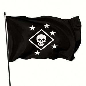 Vibrant Colors and UV Fade Resistance White and Black Marine Raiders <b>Flag</b> for Outdoor Indoor Decoration - Product Image 1