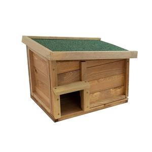 Maison de hérisson en bois massif en bois naturel avec toit en feutre et fermeture à bouton Cage pour animaux de compagnie - Product Image 5