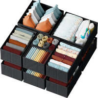 Ensemble d'organisateurs de tiroirs pliables en tissu pour chaussettes, sous-vêtements et vêtements, boîtes de rangement pliables, bacs organisateurs de tiroirs