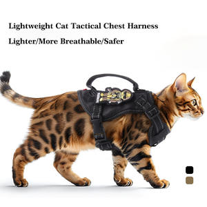 卸売SMサイズハンサムペット猫ハーネス調節可能な金属バックルエスケーププルーフ猫子犬ウェビングハーネスとリーシュセット - Product Image 3