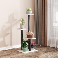 Étagère à fleurs à 3 niveaux pour balcon, jardin, salon, support pour plantes, étagère à plantes en métal et bois de 3 niveaux pour plusieurs plantes