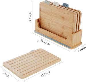 Sinh Thái Người Bạn Gỗ Tre Thớt Hội Đồng Quản Trị Bốn Mảnh Đặt Hộ Gia Đình Nhà Bếp Thiết Lập Với Giá Trái Cây Cắt Hội Đồng Quản Trị - Product Image 2