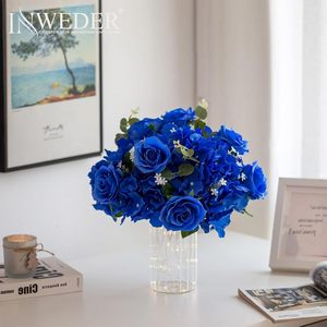 Nouvel ensemble de <span class=keywords><strong>d</strong></span>écoration <span class=keywords><strong>d</strong></span>'<span class=keywords><strong>allée</strong></span> de mariage transfrontalier avec colonnes romaines, boules de fleurs artificielles en soie, ensemble deux pièces, <span class=keywords><strong>d</strong></span>écoration de cérémonie automobile - Product Image 4