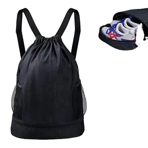 Sac à cordon Sac à dos Gym String Bag avec Ball Shoe Compartment Sport Soccer Basketball Waterproof Customize for Men Women