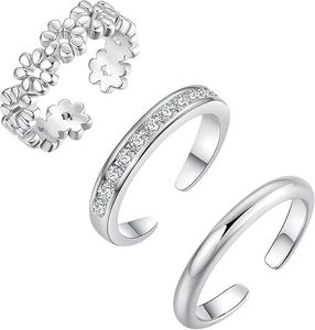European American copper gold silver plated open toe <b>rings</b> multi style cz flower twisted smooth <b>adjustable</b> stackable band - Product Image 3