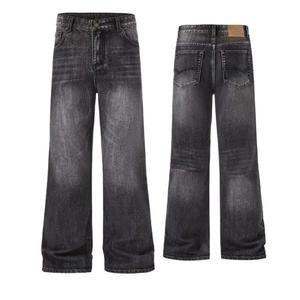 <span class=keywords><strong>Jeans</strong></span> da <span class=keywords><strong>uomo</strong></span> in denim di cotone lavaggio medio, modello <span class=keywords><strong>baggy</strong></span>, neri, stile americano retrò, con taglio a scimitarra, di marca trendy, collezione Spring Bajia - Product Image 1