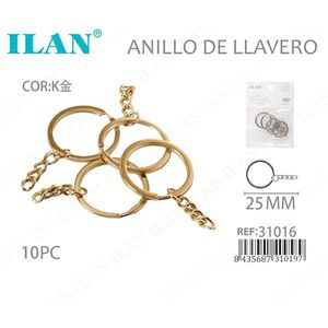 Portachiavi Iln con Catena in Oro 25mm, Confezione da 10 Pezzi - Product Image 3