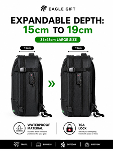 Luxury Expandable Air <b>Backpack</b> Air Pump Vacuum Compression Zipper Large Capacity Water-Proof Portable for Business Travel - Product Image 2