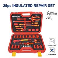 Kit d'entretien haute tension VDE 1000V de 25 pièces avec jeu de tournevis isolés et clé à cliquet isolée, outils à main professionnels