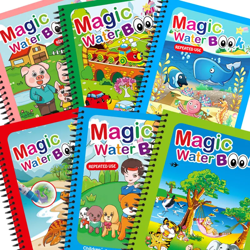 Bolígrafo mágico, libros de dibujo al agua, libro para colorear para niños, tablero de pintura de garabatos, juguetes educativos para niños, bebé, Navidad, cumpleaños
