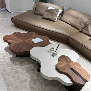 Tavolino <span class=keywords><strong>da</strong></span> Tè Italiano su Misura dal Design Creativo, Impiallacciatura in Noce, Forma a Foglia di Loto, per Soggiorno Moderno e Semplice - Product Image 2