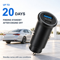 Pelacak Mobil Bluetooth OBD Aluminium dengan Pencarian Kendaraan Tertinggal 20 Hari, Pengisian Daya USB 30W dan USB-C PD QC