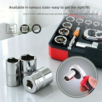 Kit d'outils mécaniques de poche 45 pièces avec cliquet mini 1/4'' et jeu de douilles à embouts codés par couleur, avec étui de rangement pour réparation EDC