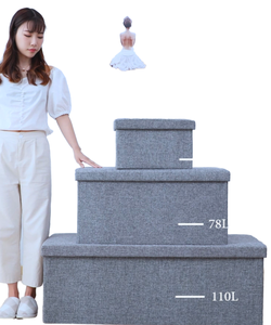 Caja de almacenamiento para el hogar, ligera, de alta resistencia, contenedor de almacenamiento de tela de algodón PET para organización de armario, ahorro de espacio para dormitorio - Product Image 1