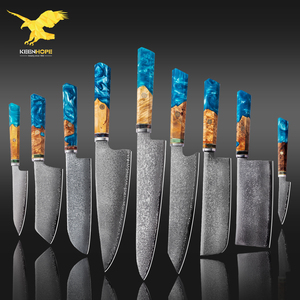 KEENHOPE <span class=keywords><strong>Ensemble</strong></span> de Couteaux de <span class=keywords><strong>Cuisine</strong></span> Professionnels Japonais en Acier Damas 67 Couches VG10 avec Manche Octogonal en Résine Érable Loupe, 9 Pièces - Product Image 1
