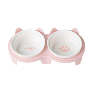 Cuencos Dobles de Cerámica para Gatos, Cuenco de Agua con Protección para el Cuello, Cuenco Elevado con Boca Inclinada para Comida y Agua, Suministros para Mascotas - Product Image 2
