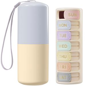 Pastillero Semanal Impermeable de 7 Días con 7 Compartimentos, Organizador de Medicamentos o Vitaminas con Interruptor Giratorio, Libre de BPA, con Logotipo Personalizado - Product Image 1