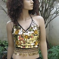 Nouveau haut de danse orientale avec 5 fleurs, style exotique, sequins faits main, ambiance performance