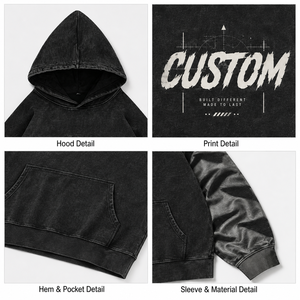 Sudadera con Capucha Personalizada de 450 g/m² con Efecto Desgastado por el Sol, 100% Algodón, Felpa Francesa, Mangas en Contraste, Estampado Gráfico, Corte Holgado, Estilo Urbano para Hombre - Product Image 3