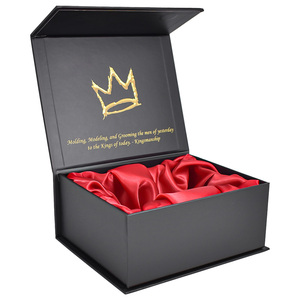 Boîtes cadeaux magnétiques noires de luxe pour les soins de la peau des hommes, emballage de haute qualité pour crème exfoliante, cire pour cheveux, parfum avec doublure en éponge - Product Image 1